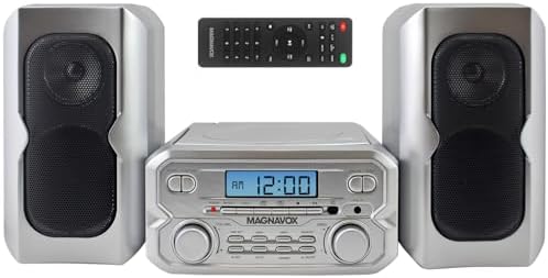 Magnavox MM435M-WH Compact CD Shelf System | Bluetooth Wireless, FM Radio | Remote Control | White | AUX Compatible | 20