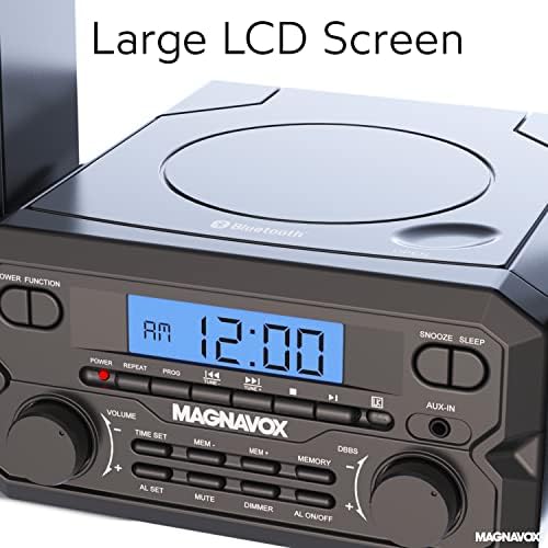 Magnavox MM435M-WH Compact CD Shelf System | Bluetooth Wireless, FM Radio | Remote Control | White | AUX Compatible | 20