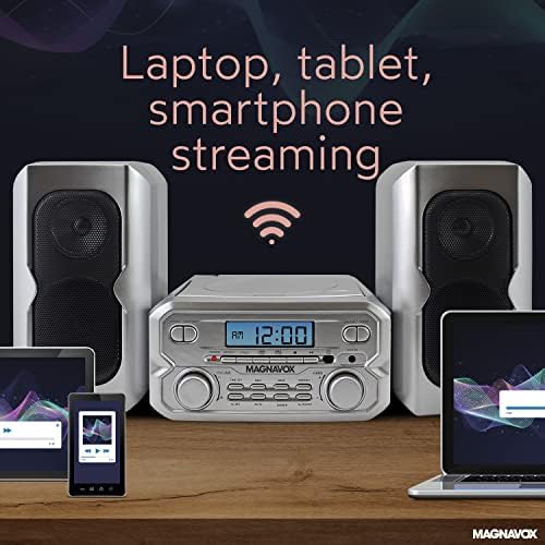 Magnavox MM435M-WH Compact CD Shelf System | Bluetooth Wireless, FM Radio | Remote Control | White | AUX Compatible | 20