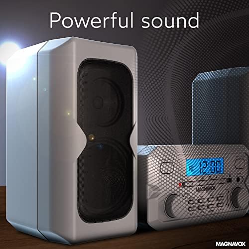 Magnavox MM435M-WH Compact CD Shelf System | Bluetooth Wireless, FM Radio | Remote Control | White | AUX Compatible | 20