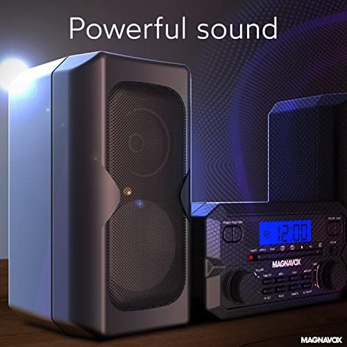 Magnavox MM435M-WH Compact CD Shelf System | Bluetooth Wireless, FM Radio | Remote Control | White | AUX Compatible | 20