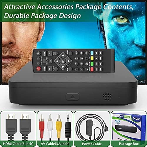 Didar Blu Ray DVD Player - Ultra Mini 1080P Home Theater - Plays All DVDs & Region A 1 Blu-Rays - Supports Max 128G USB